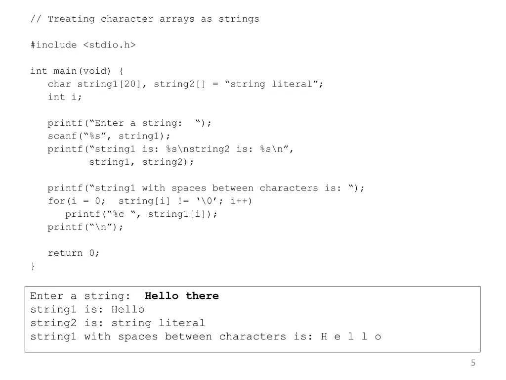treating character arrays as strings include