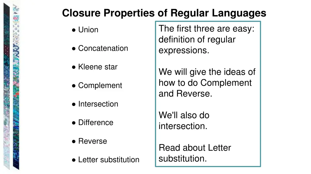 closure properties of regular languages the first