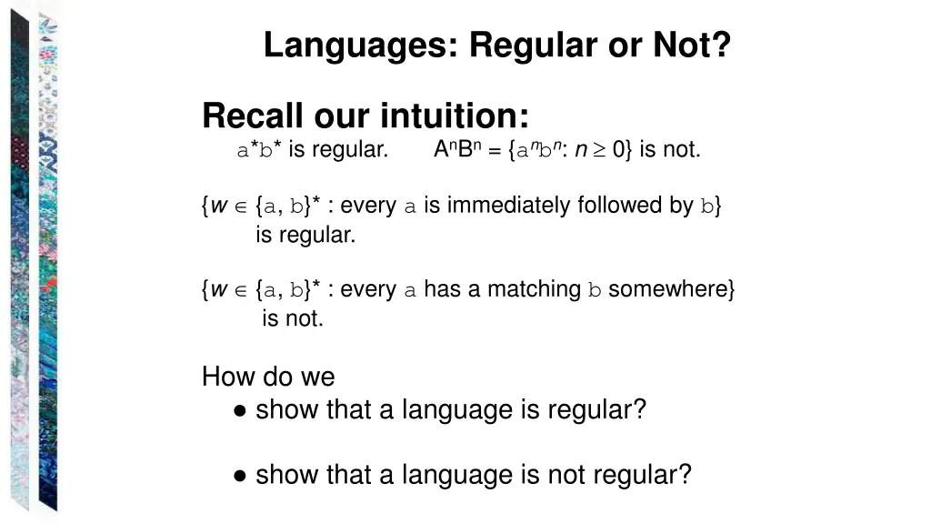 languages regular or not