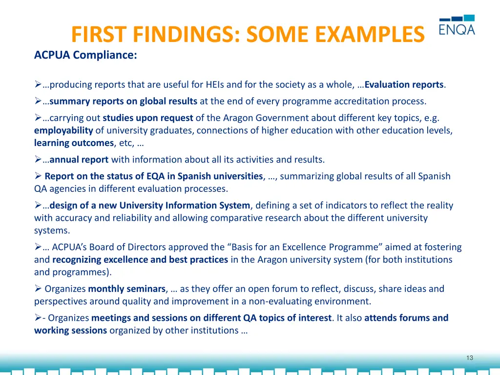 first findings some examples acpua compliance