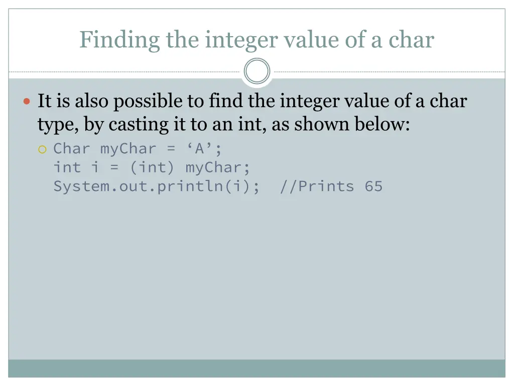 finding the integer value of a char