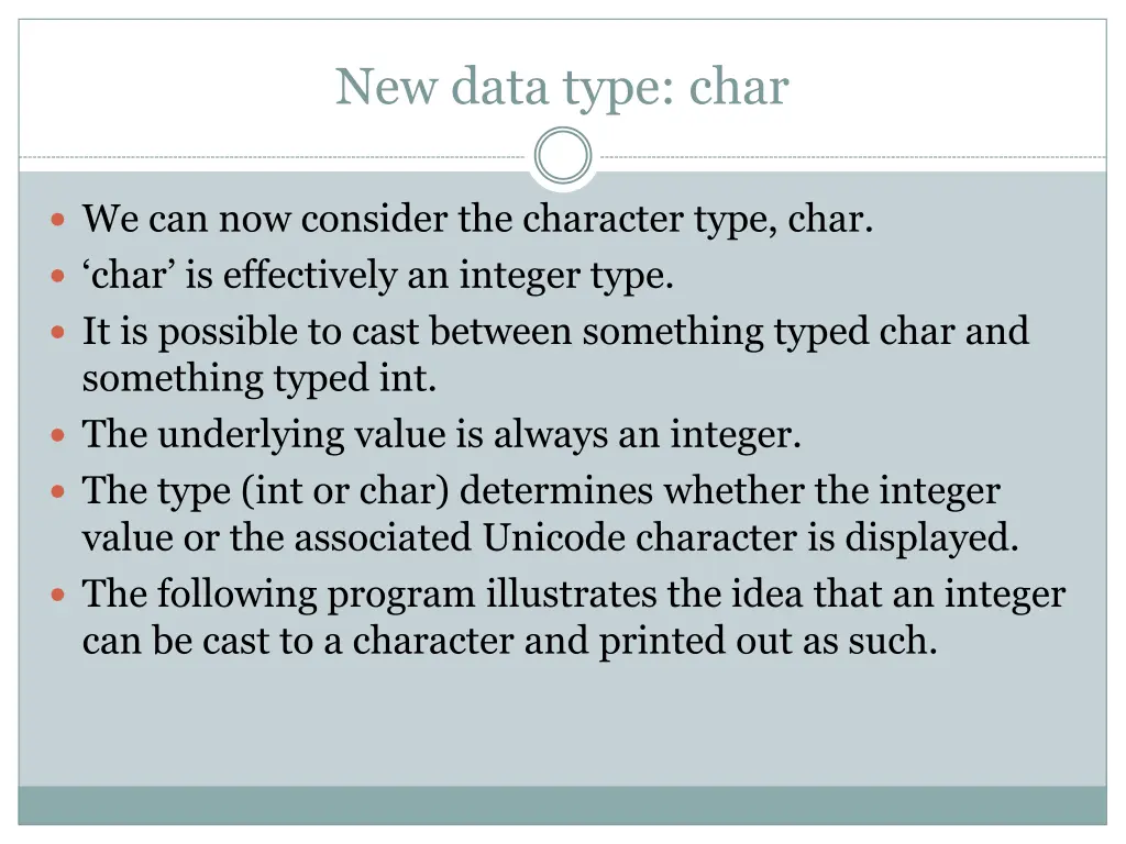 new data type char