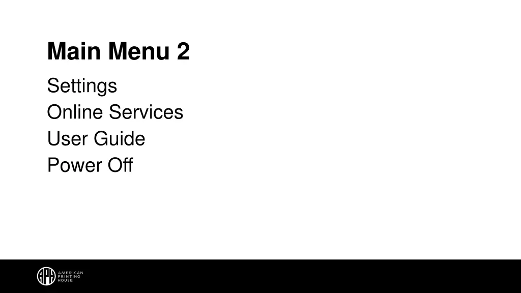 main menu 2 settings online services user guide