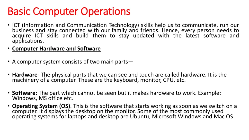 basic computer operations basic computer