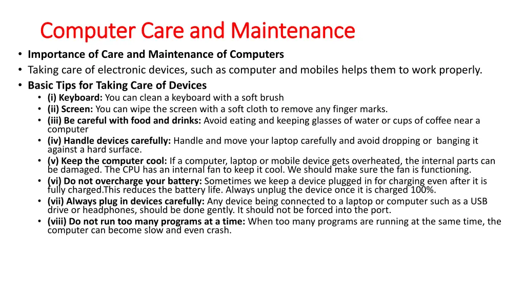 computer care and maintenance computer care
