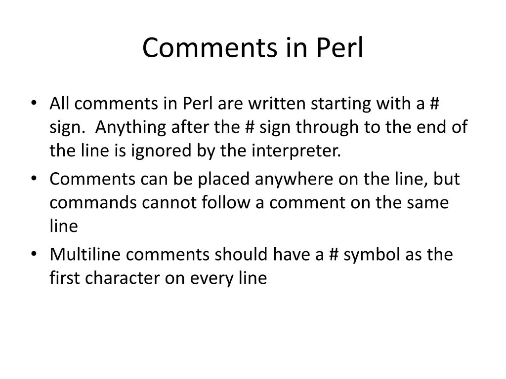 comments in perl