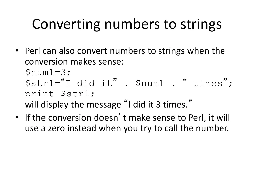 converting numbers to strings