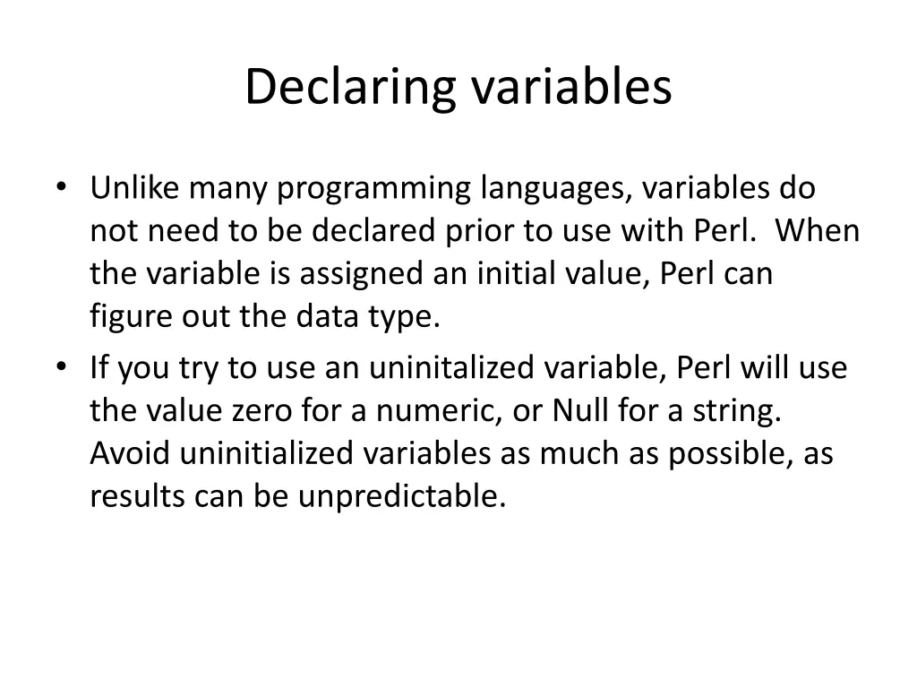 declaring variables