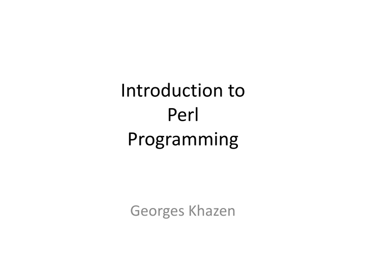 introduction to perl programming