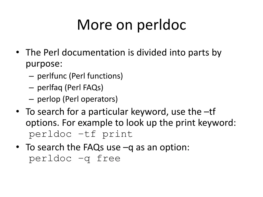 more on perldoc