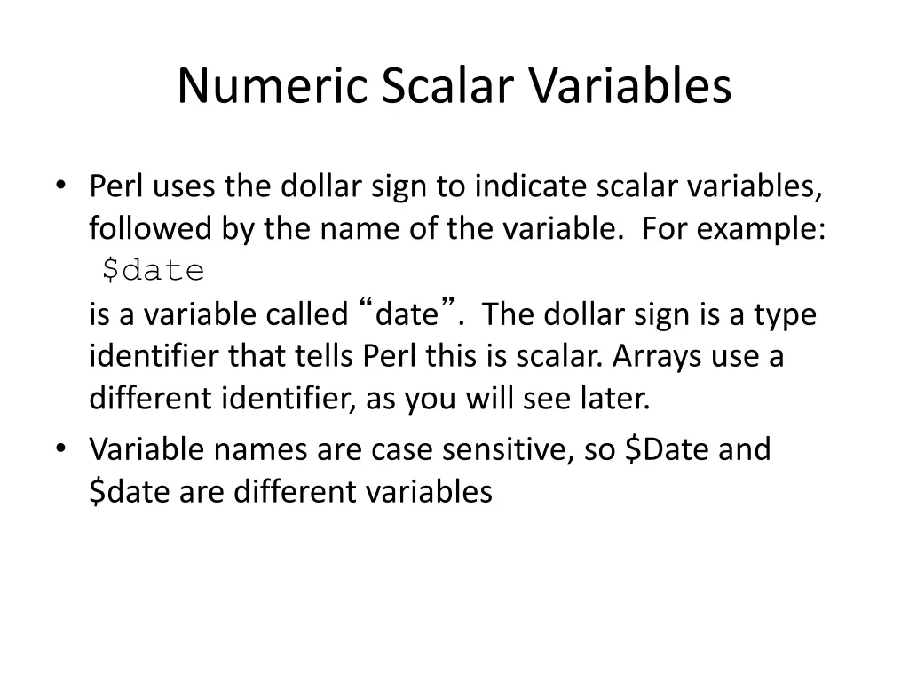 numeric scalar variables