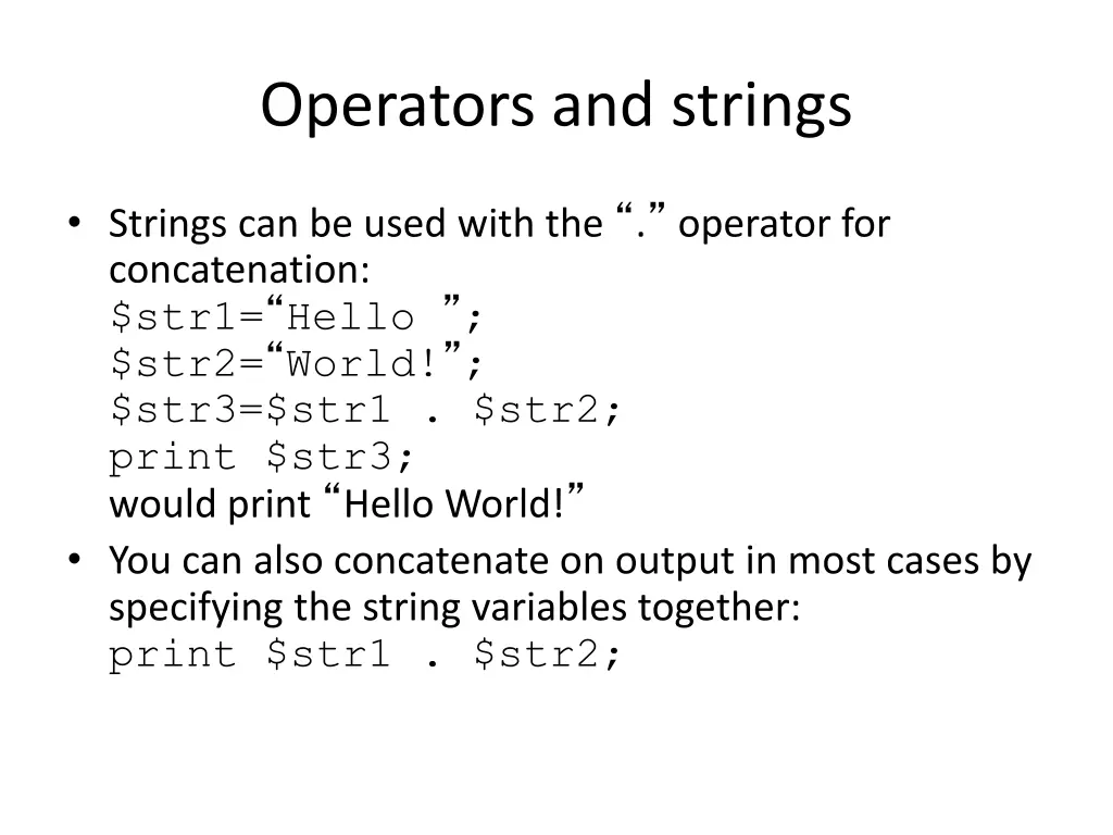 operators and strings