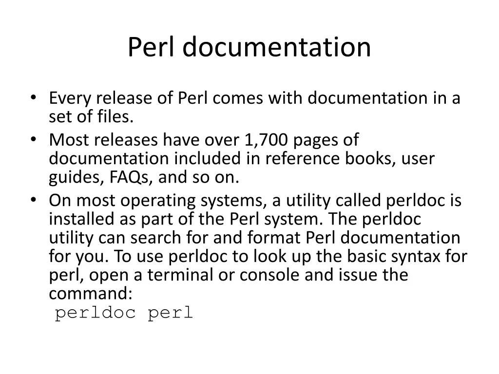 perl documentation