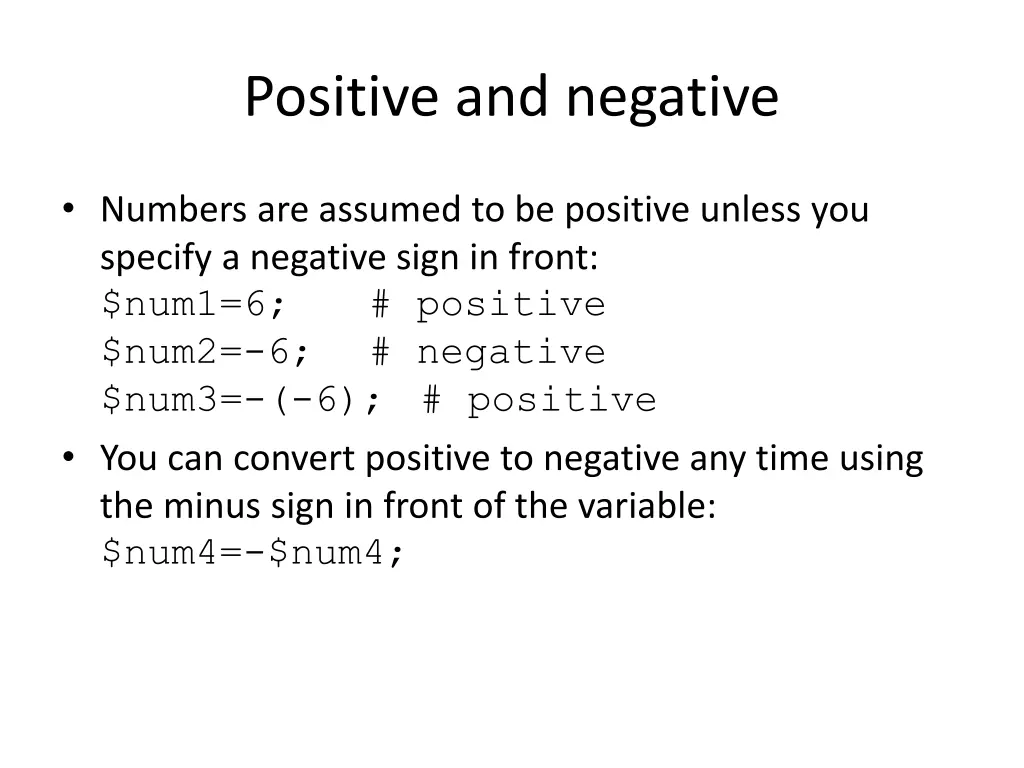 positive and negative