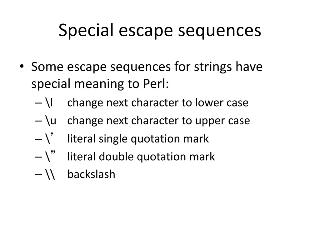 special escape sequences
