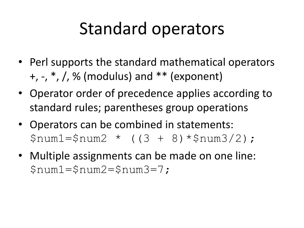 standard operators