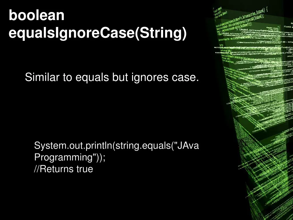 boolean equalsignorecase string