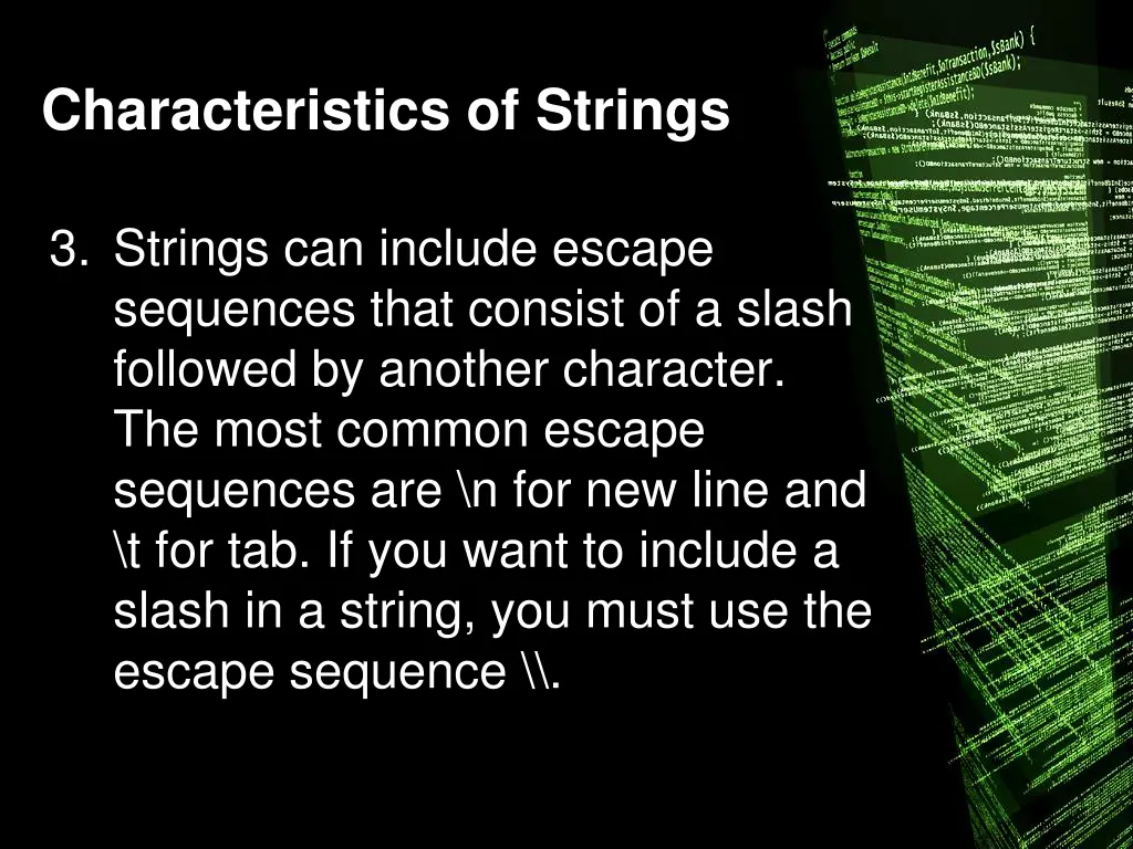 characteristics of strings 2