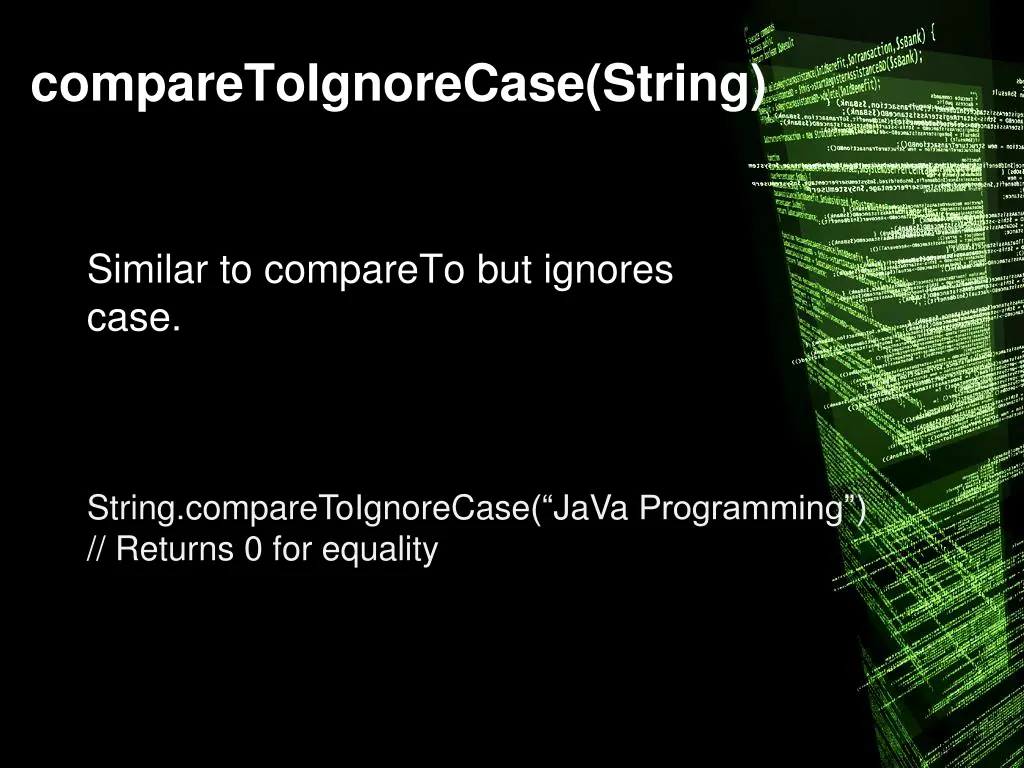 comparetoignorecase string