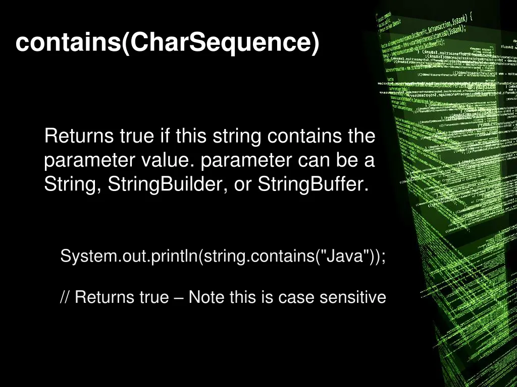 contains charsequence