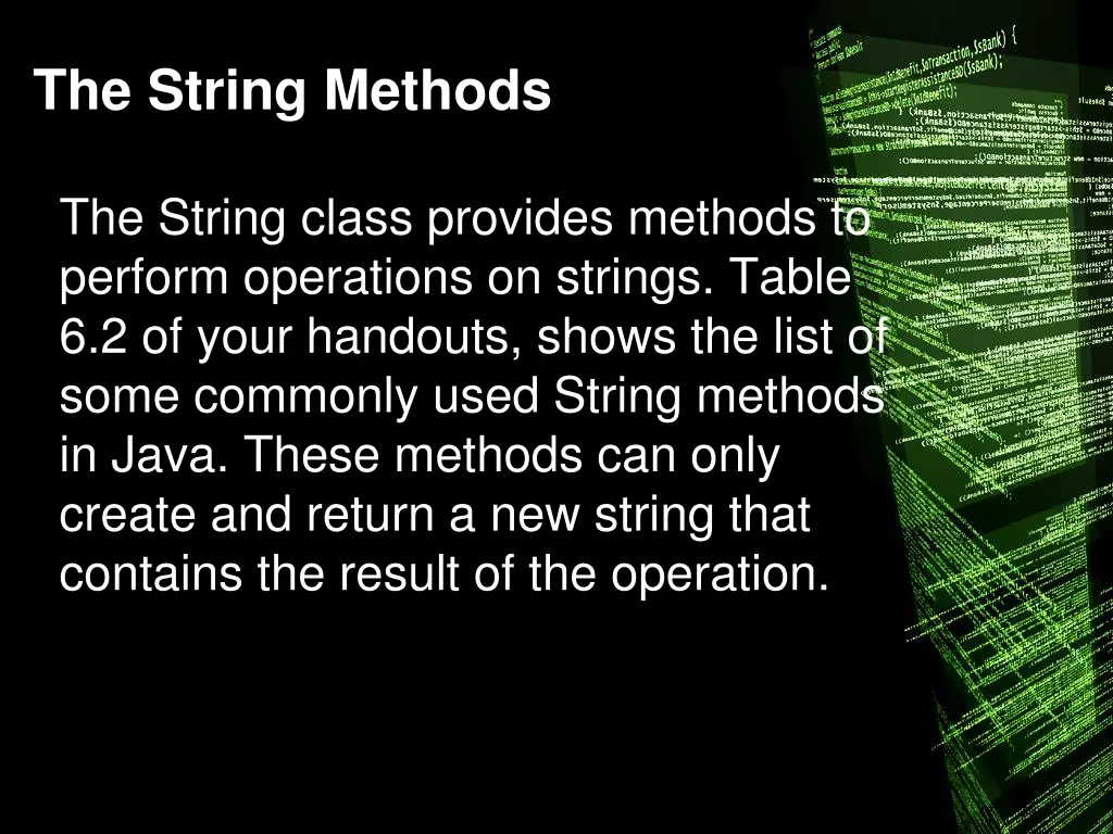 the string methods