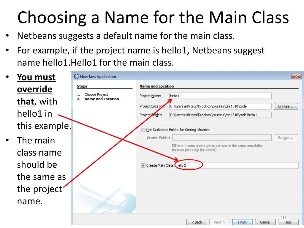 choosing a name for the main class 2