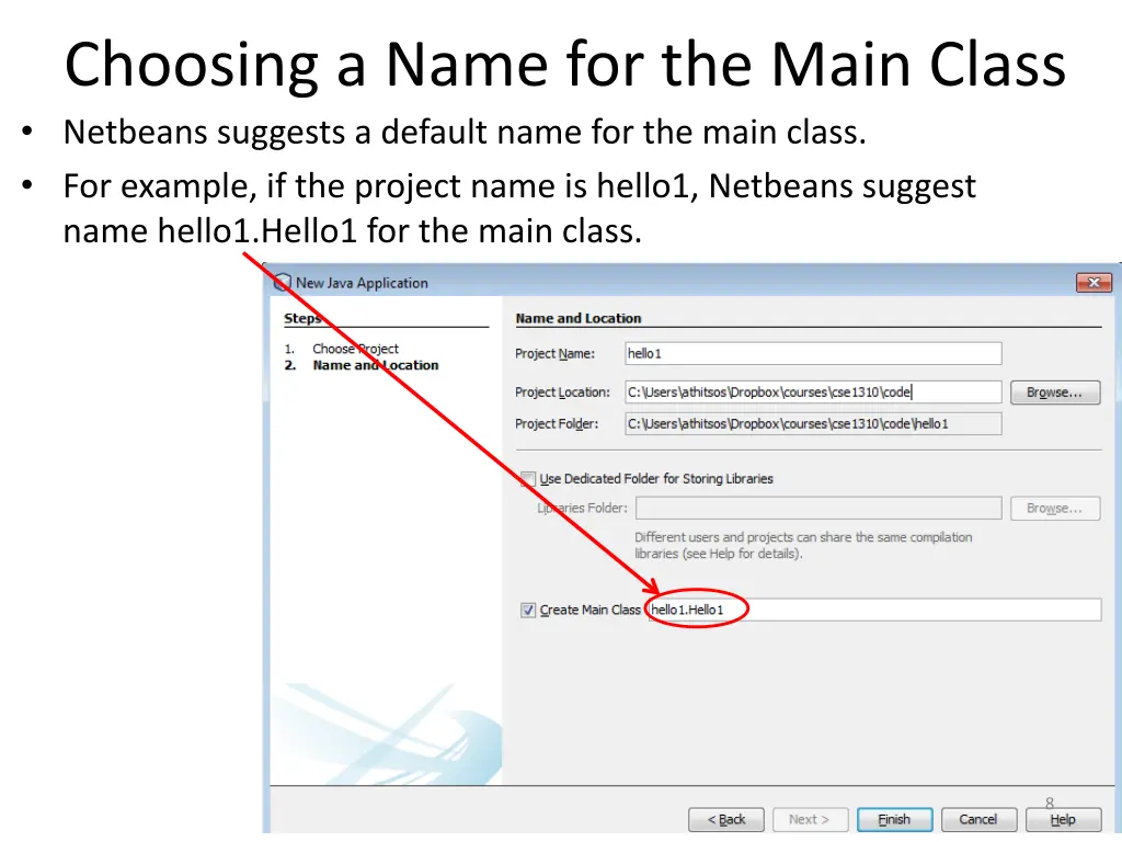choosing a name for the main class