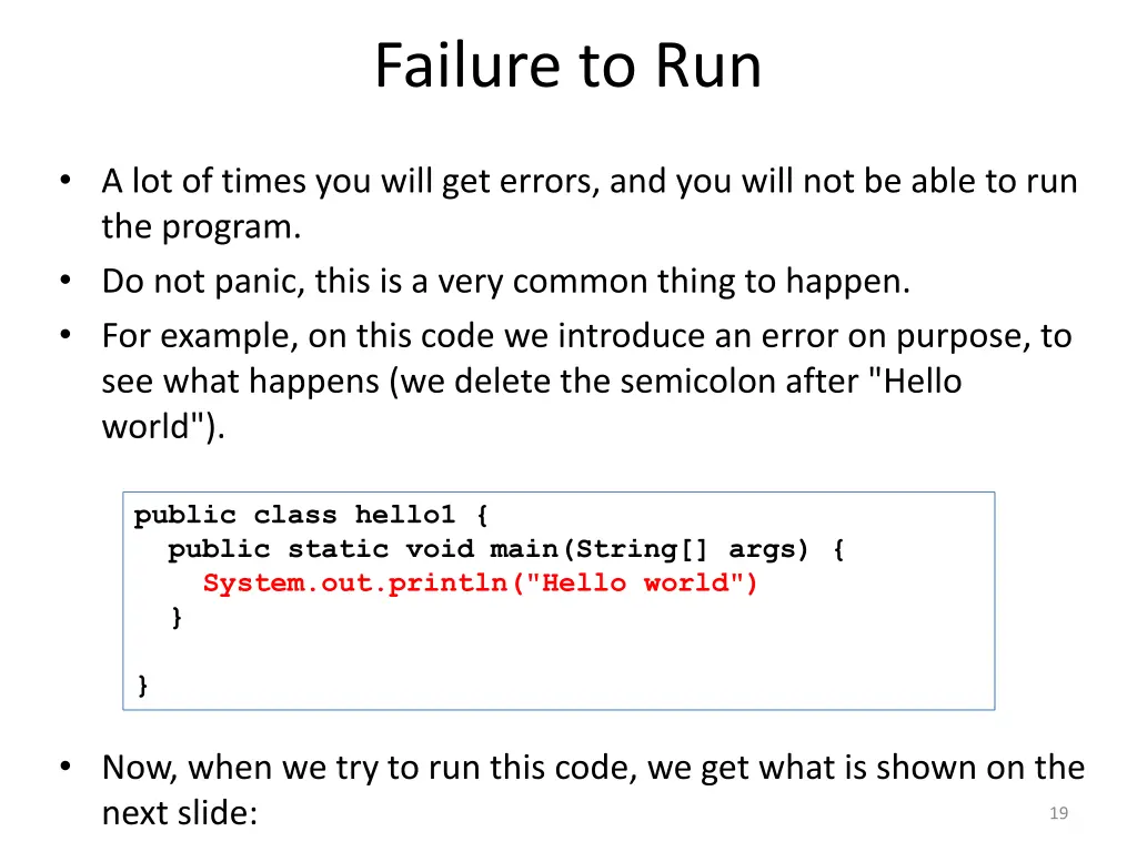 failure to run