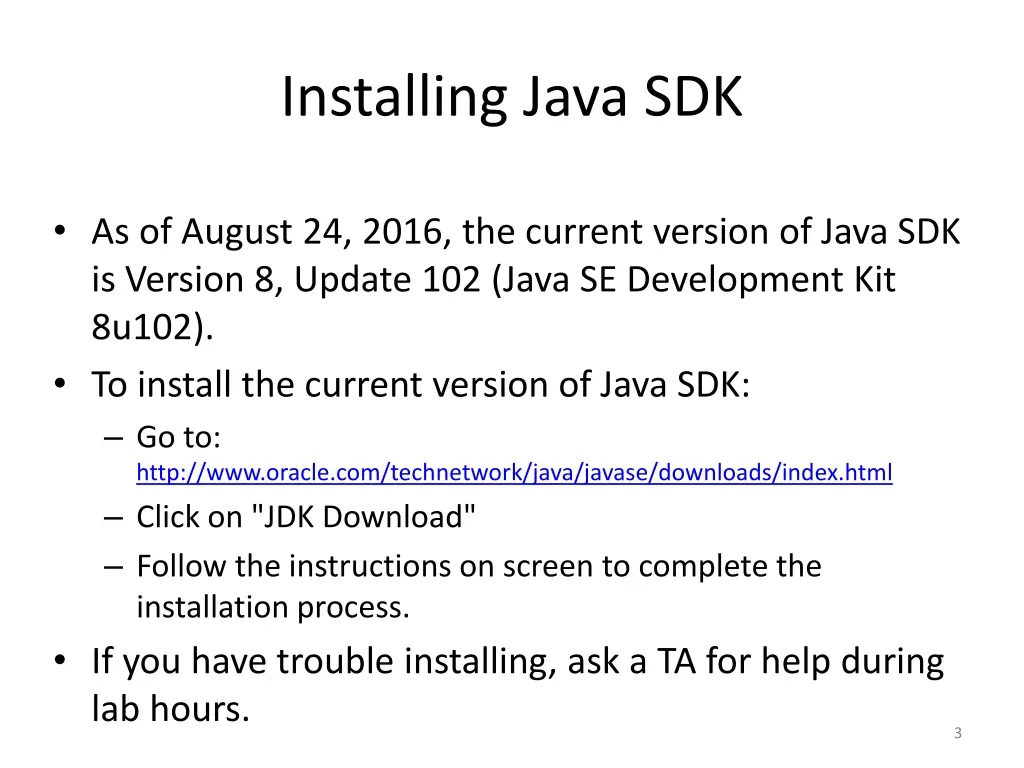 installing java sdk