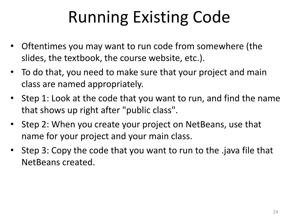 running existing code