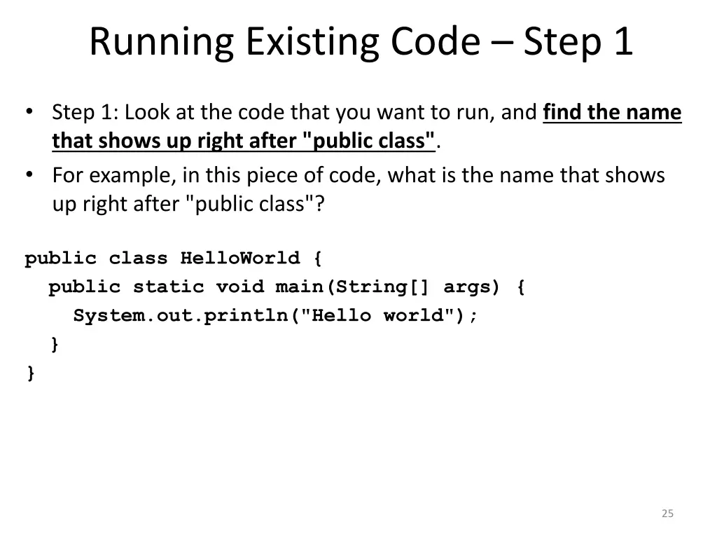 running existing code step 1
