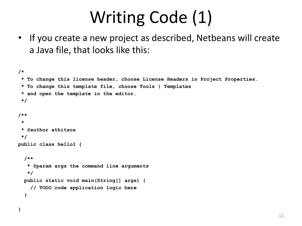 writing code 1