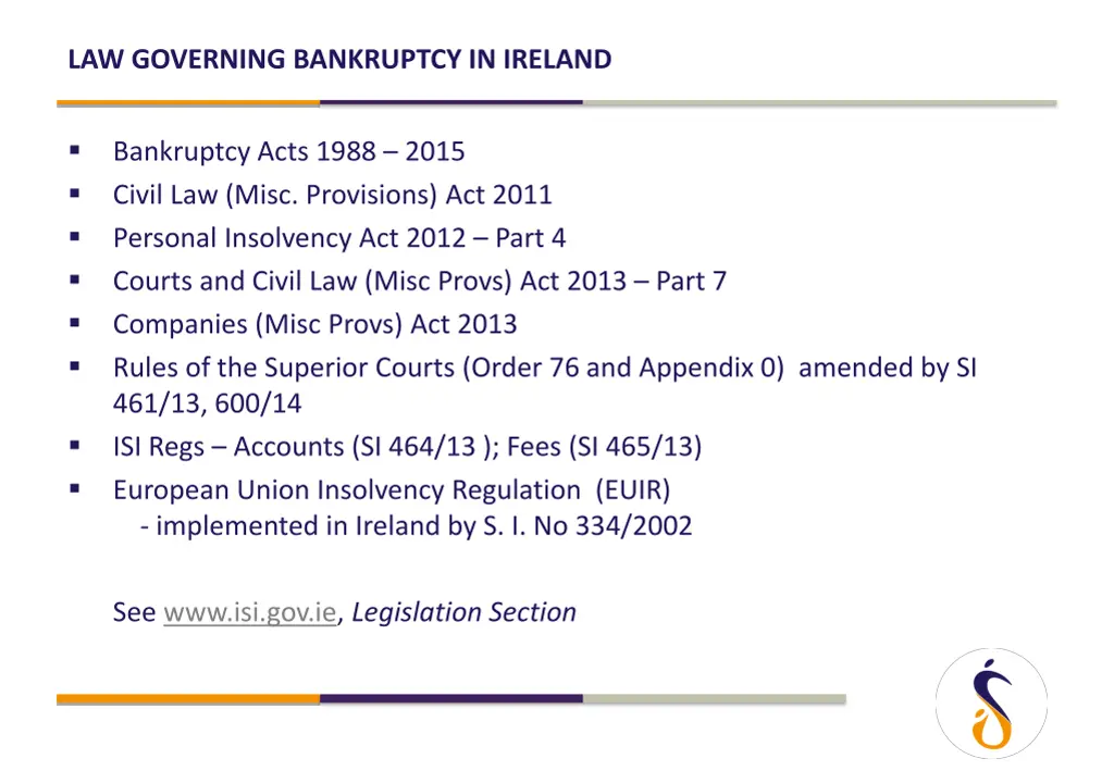 law governing bankruptcy in ireland
