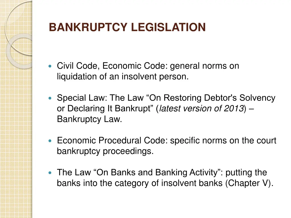 bankruptcy legislation