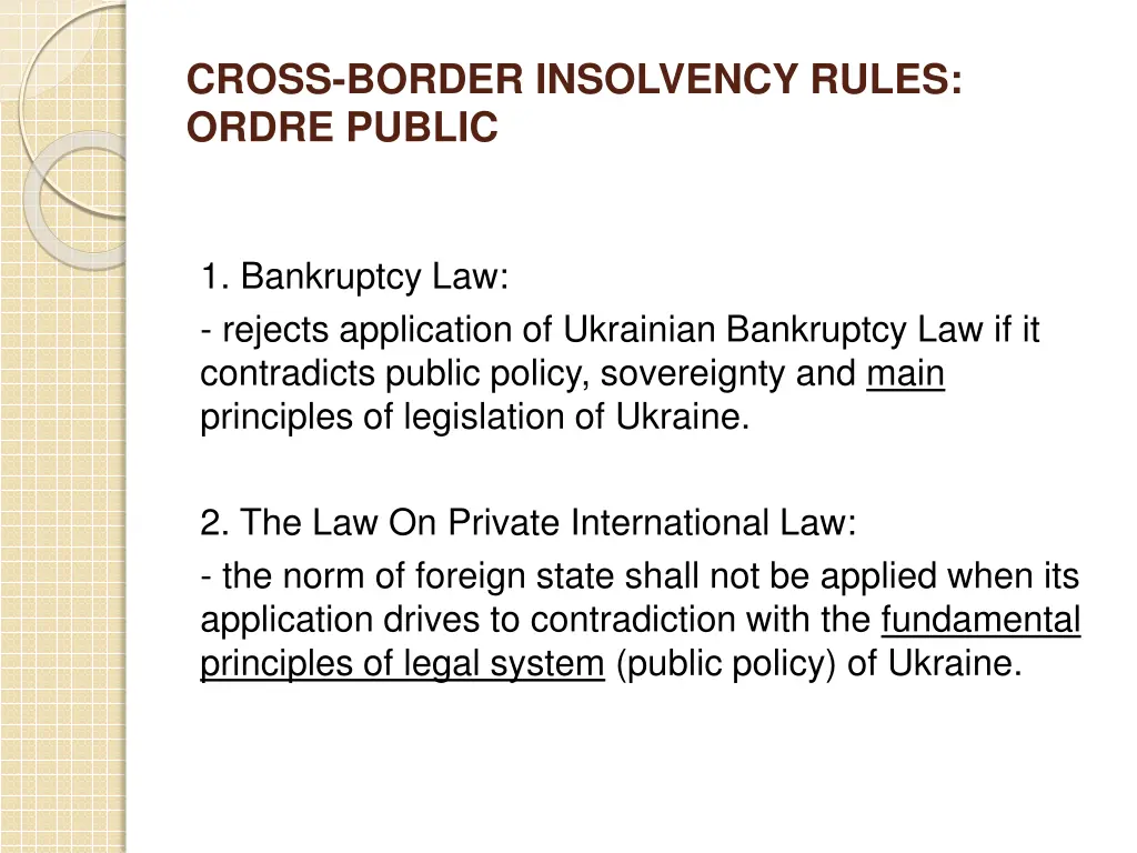 cross border insolvency rules ordre public