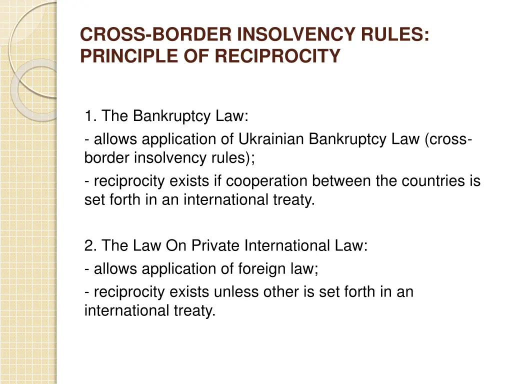 cross border insolvency rules principle