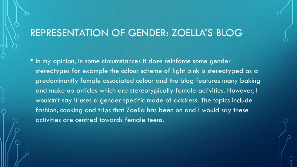 representation of gender zoella s blog