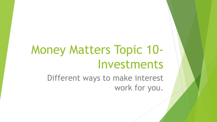 money matters topic 10