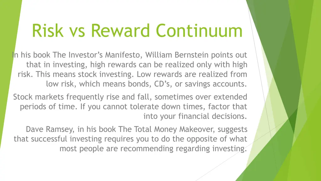 risk vs reward continuum