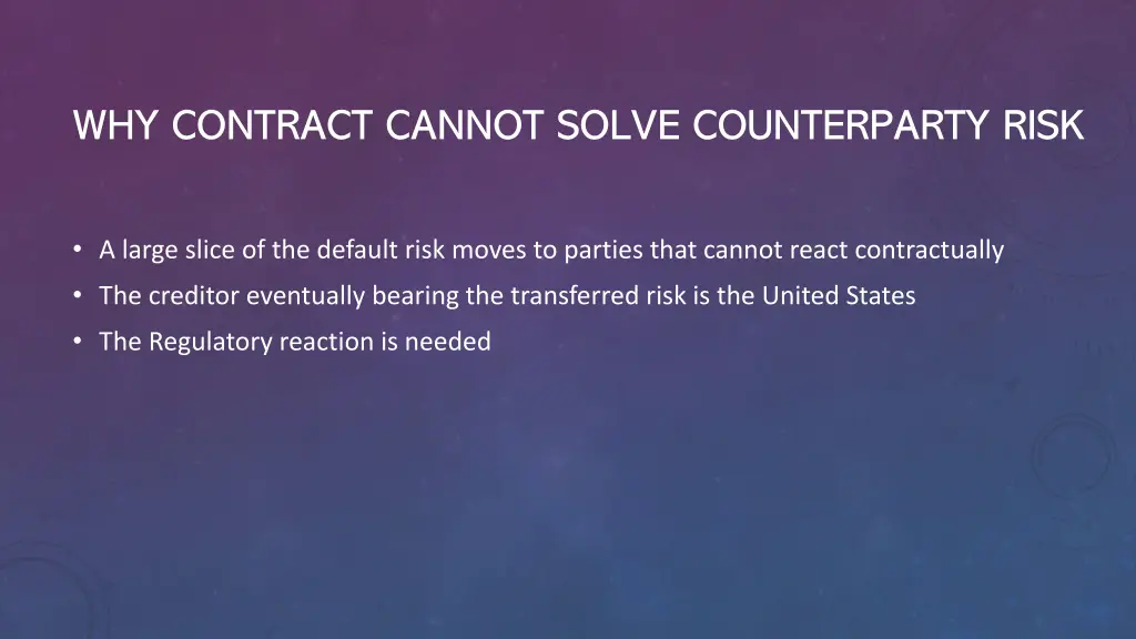 why contract cannot solve counterparty risk
