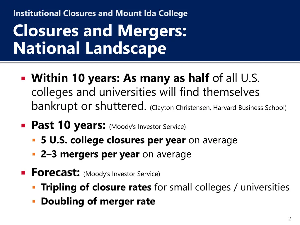 institutional closures and mount ida college 1
