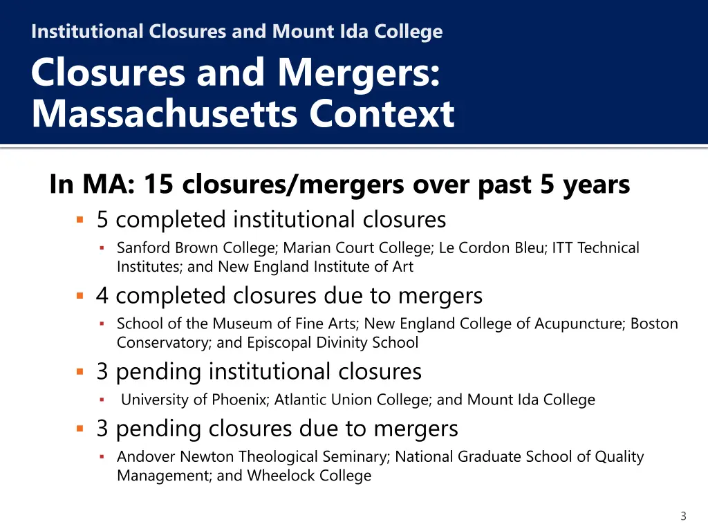 institutional closures and mount ida college 2