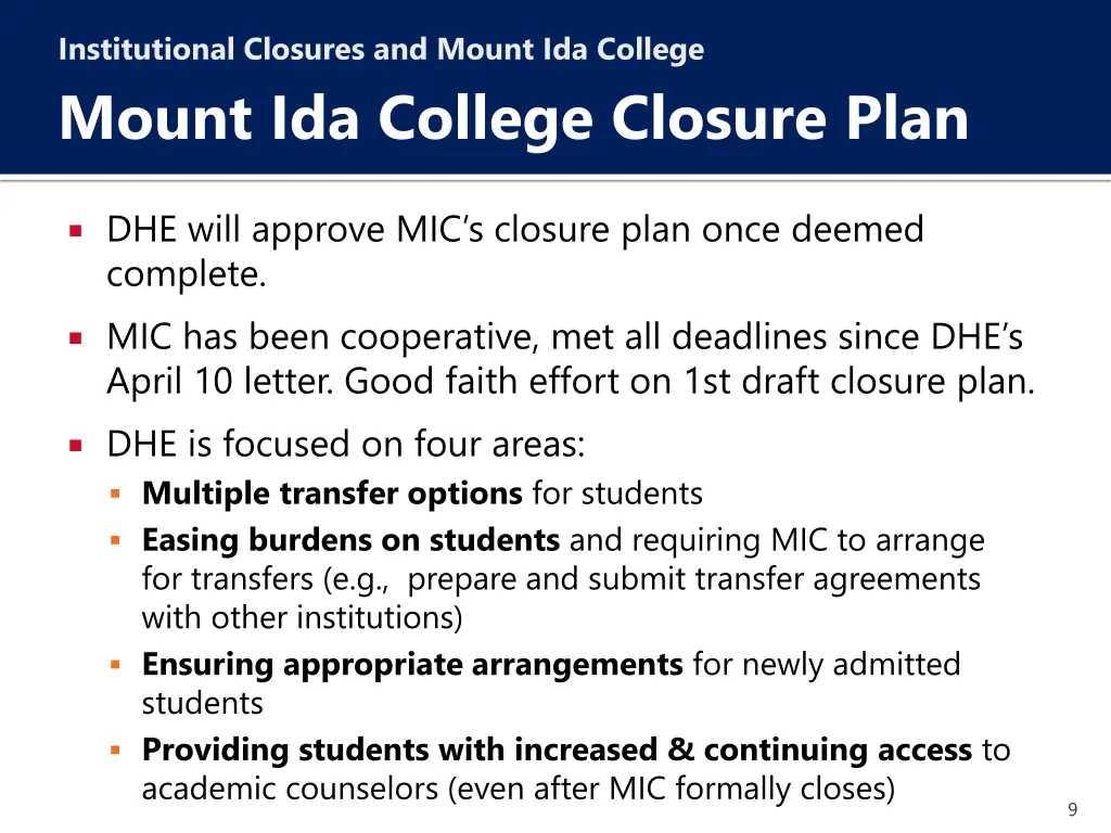 institutional closures and mount ida college 8