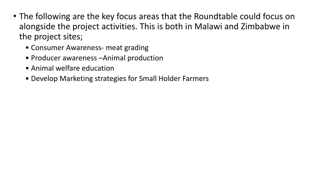 the following are the key focus areas that