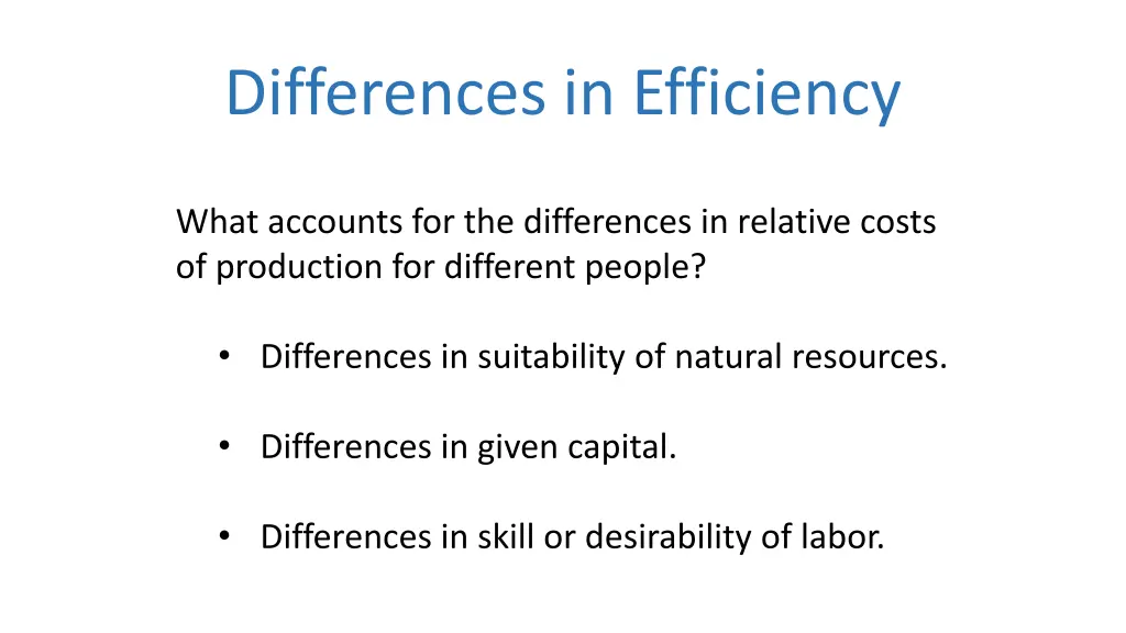 differences in efficiency