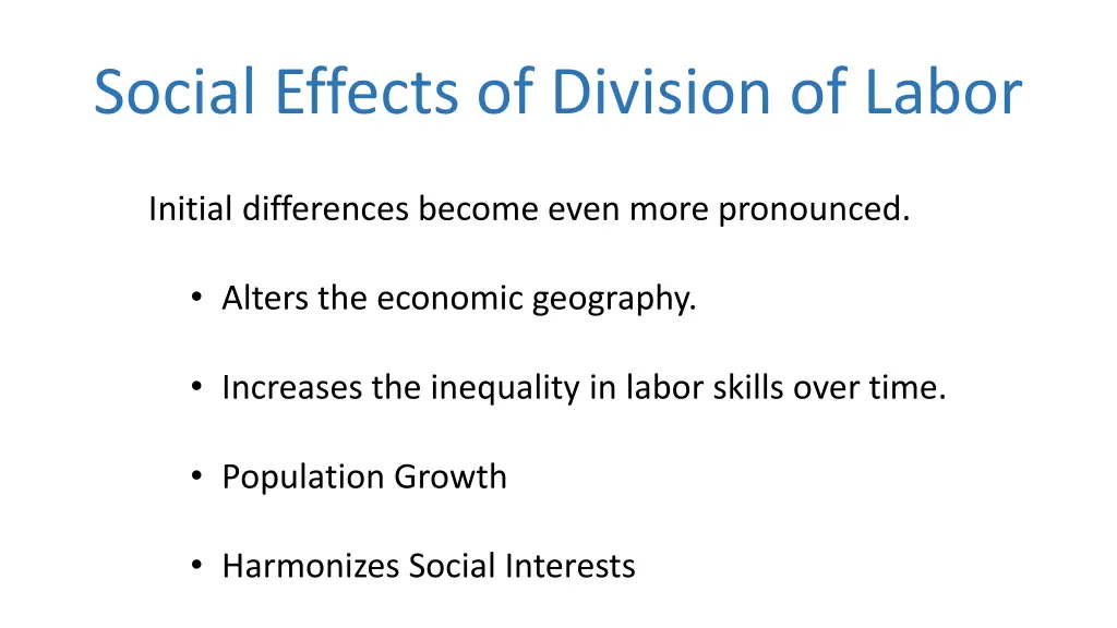social effects of division of labor