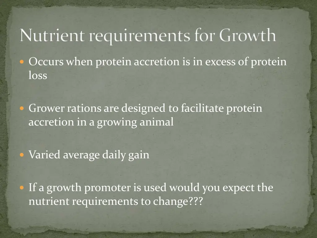nutrient requirements for growth