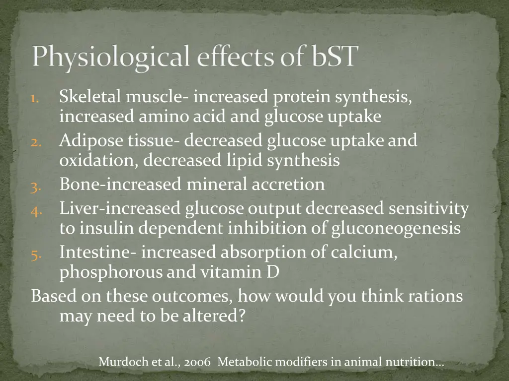 physiological effects of bst