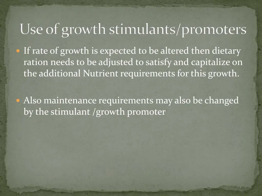 use of growth stimulants promoters