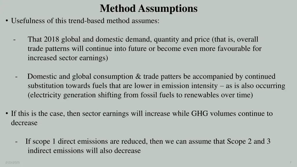 method assumptions
